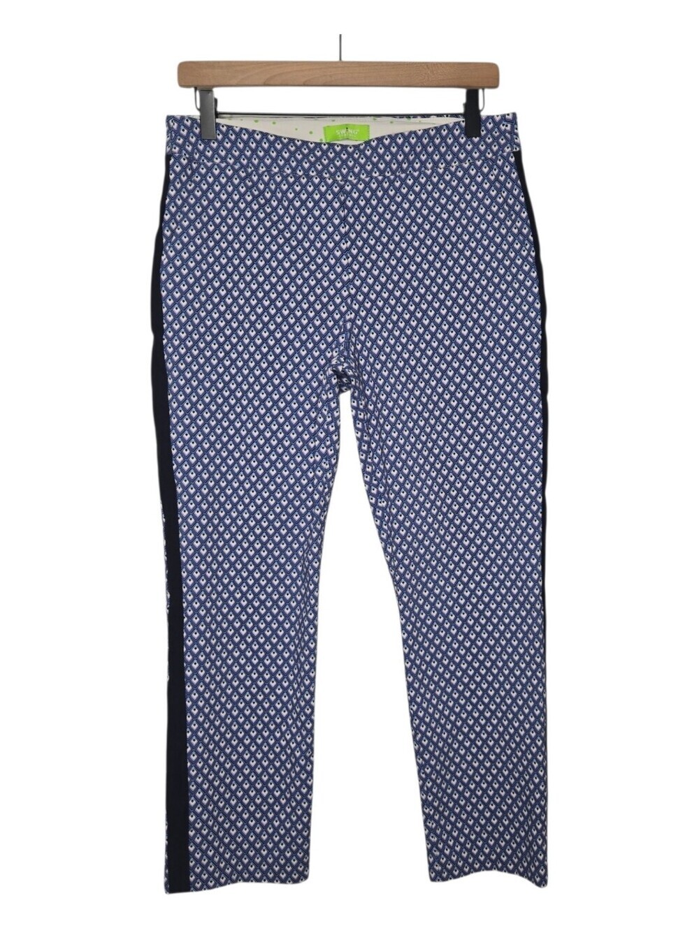 Swing Control Womens Blue Geoprint Pull On Cropped Golf Pants Size 8